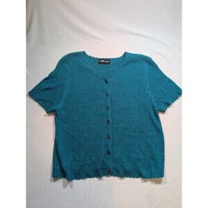 Sag harbor teal short‎ sleeve cardigan size medium